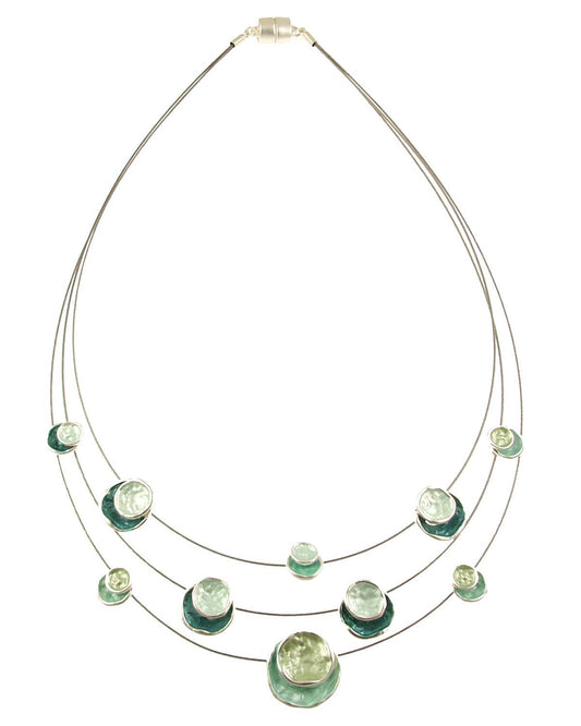 Origin Jewelry - 3-Strand, Layered Circle Necklace,: Aqua