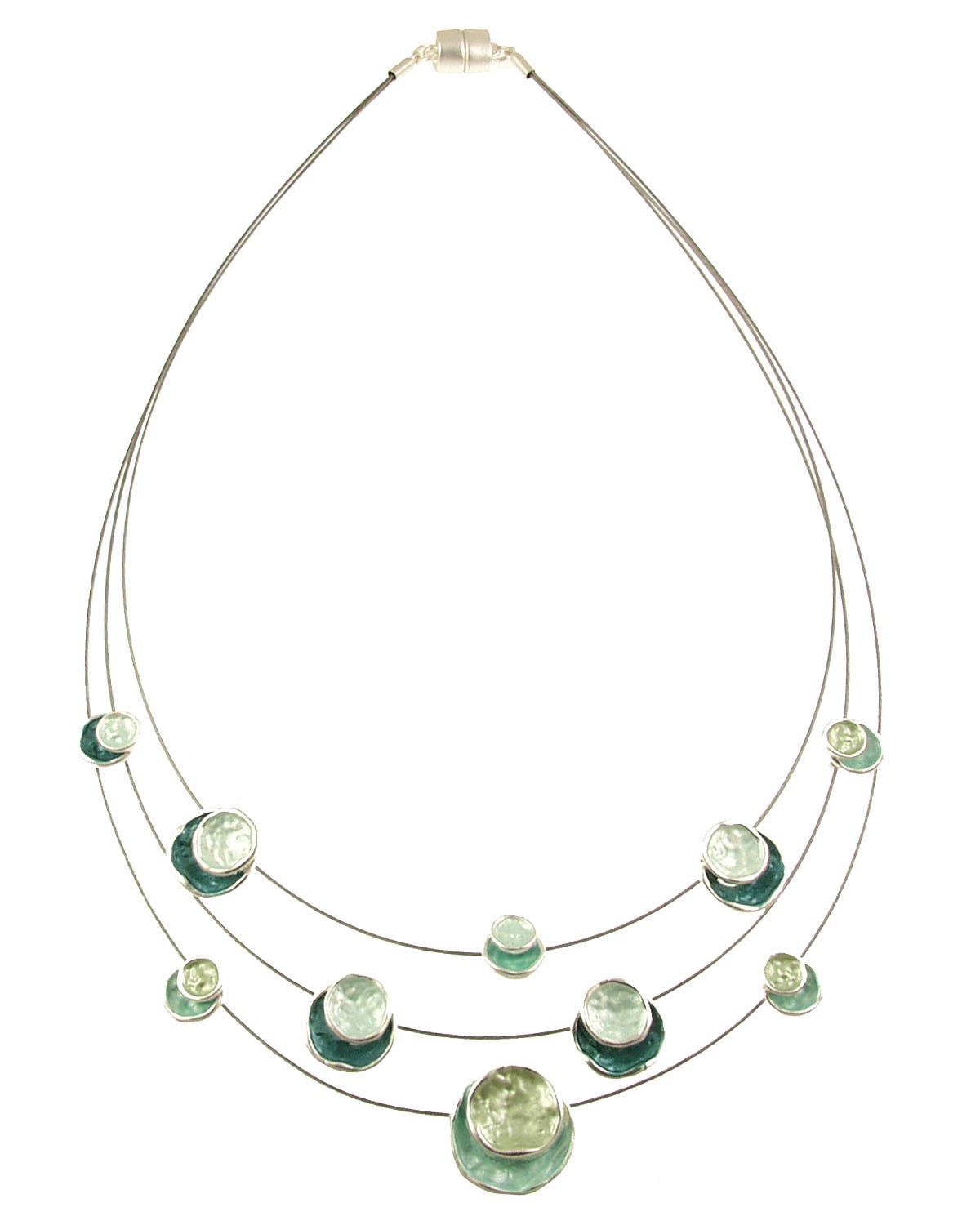 Origin Jewelry - 3-Strand, Layered Circle Necklace,: Multi-Colored