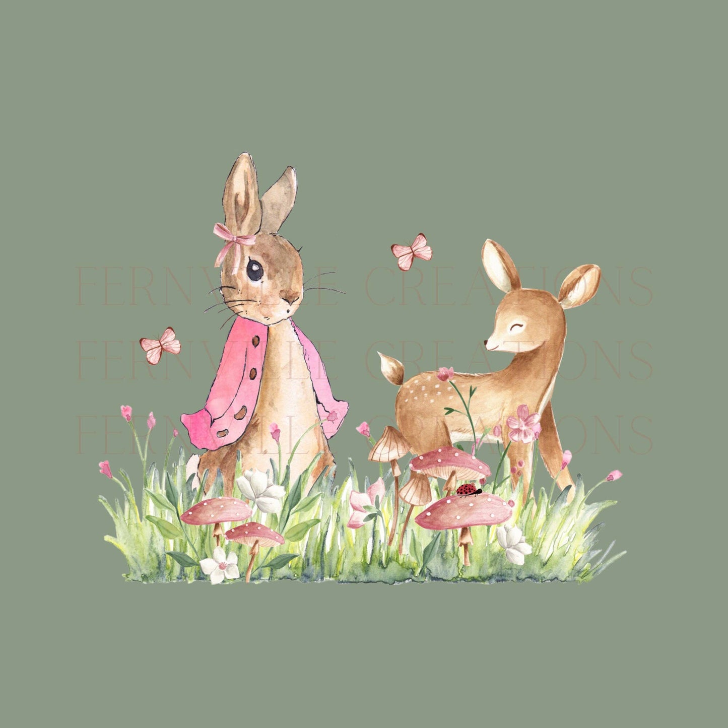 Fernville Creations - Bunny & Deer Easter Fingertip Towel and Hostess Gift