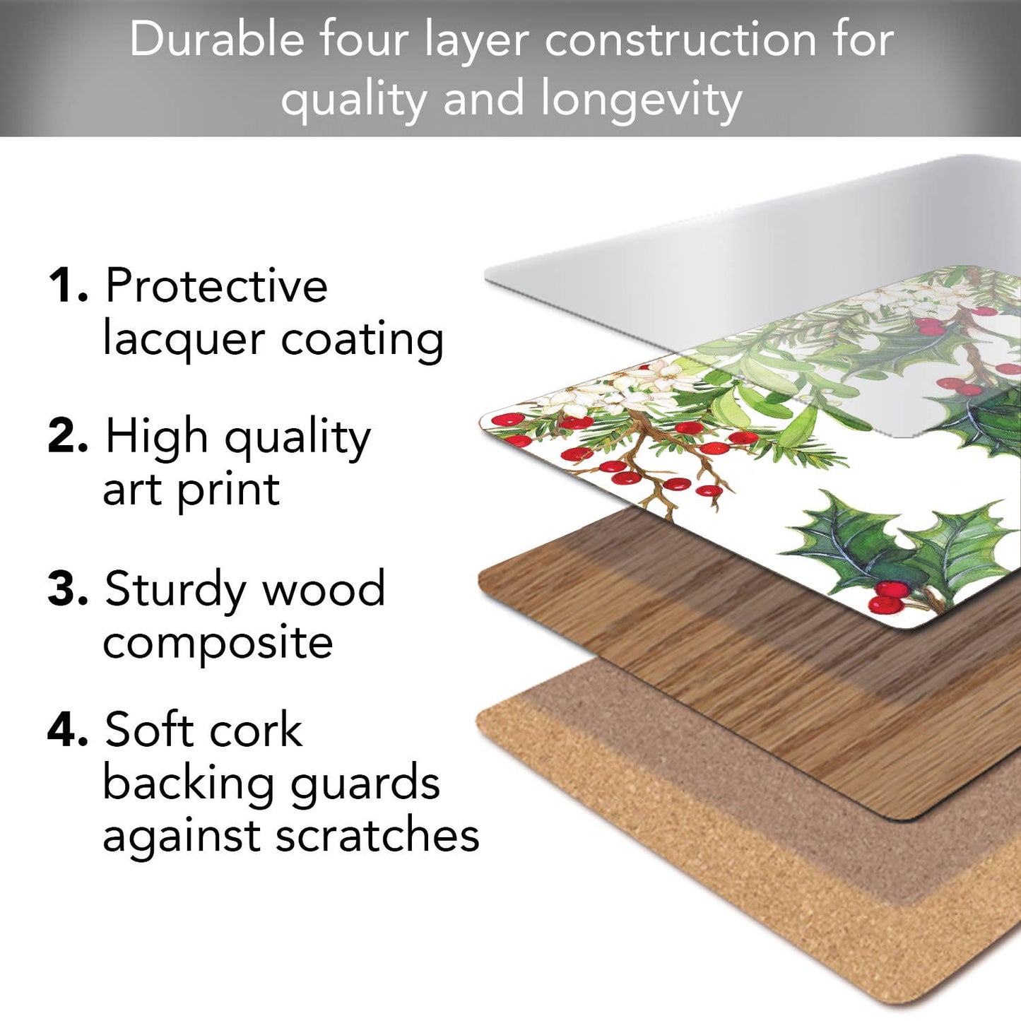 CounterArt/Highland Home/Thirstystone - Cala Home Balsam & Berries Decorative Hardboard Placemats