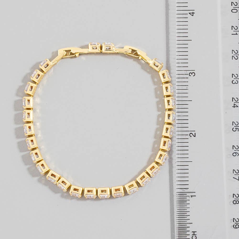 The Looks by Fame Accessories - Cz Studded Linked Bracelet: S