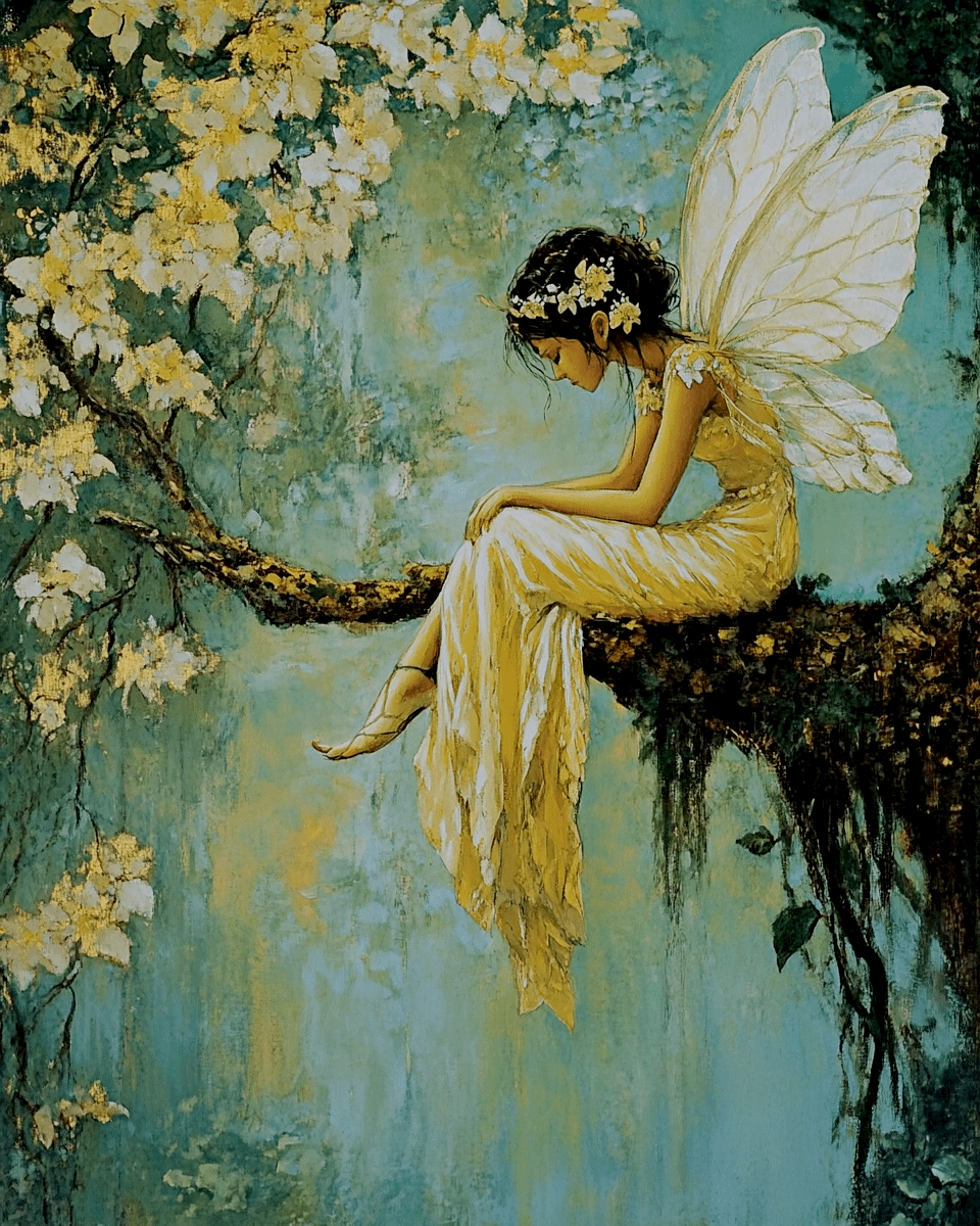 Mowbi - Melancholy Fairy - Fairies Wall Art Prints – 8″x10″ Artwork for 11″x14″ Frame