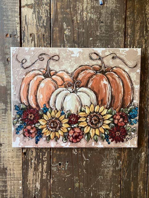 Rustic Nester - Fall Harvest canvas art print, Thanksgiving home decor: 16x20