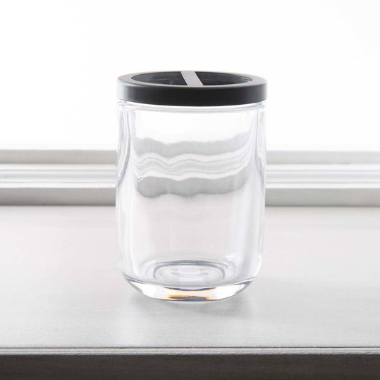 Moda at Home Enterprises, Ltd - Jasper Toothbrush Holder Glass: Clear W/ Black