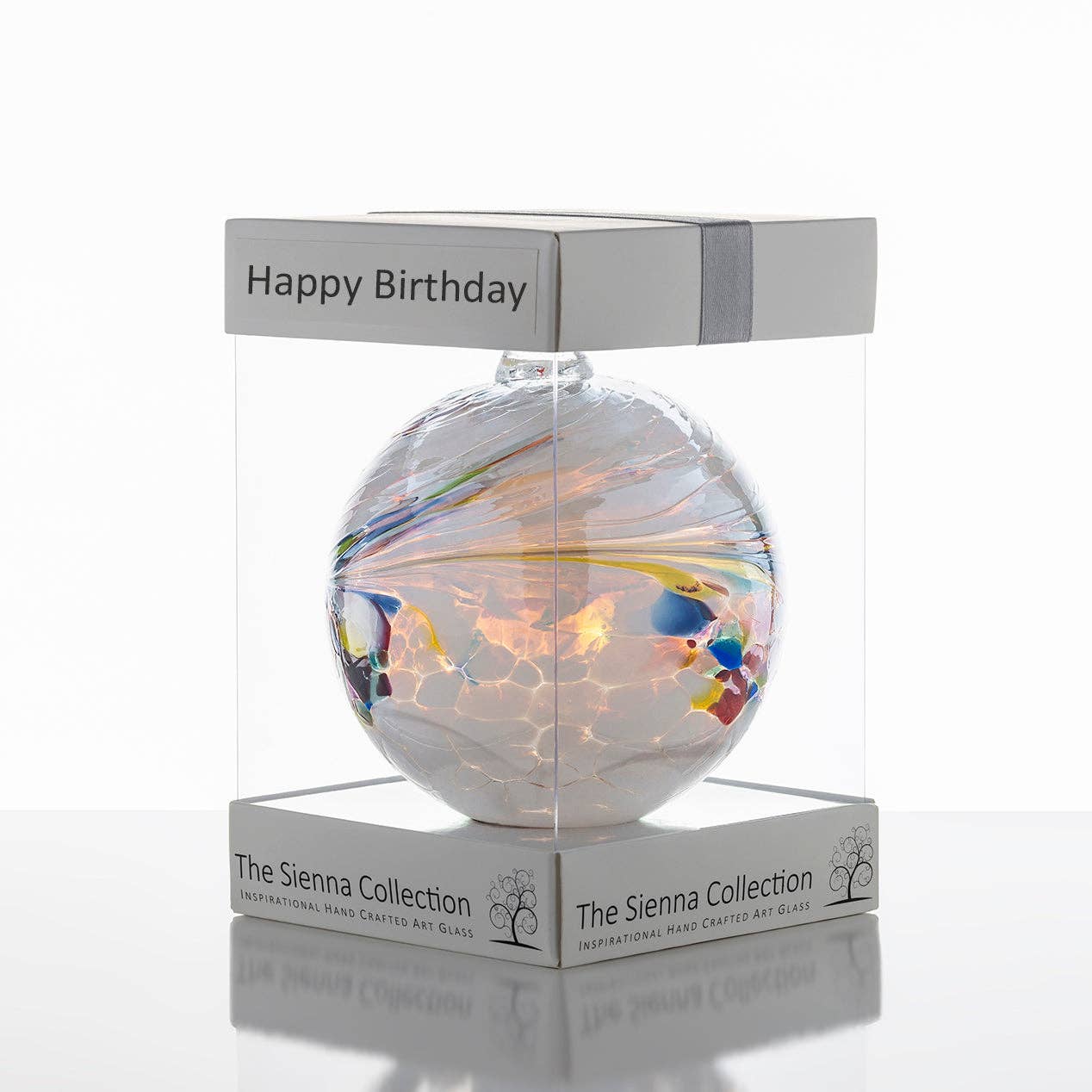 Sienna Glass - 10cm Friendship Ball - Happy Birthday