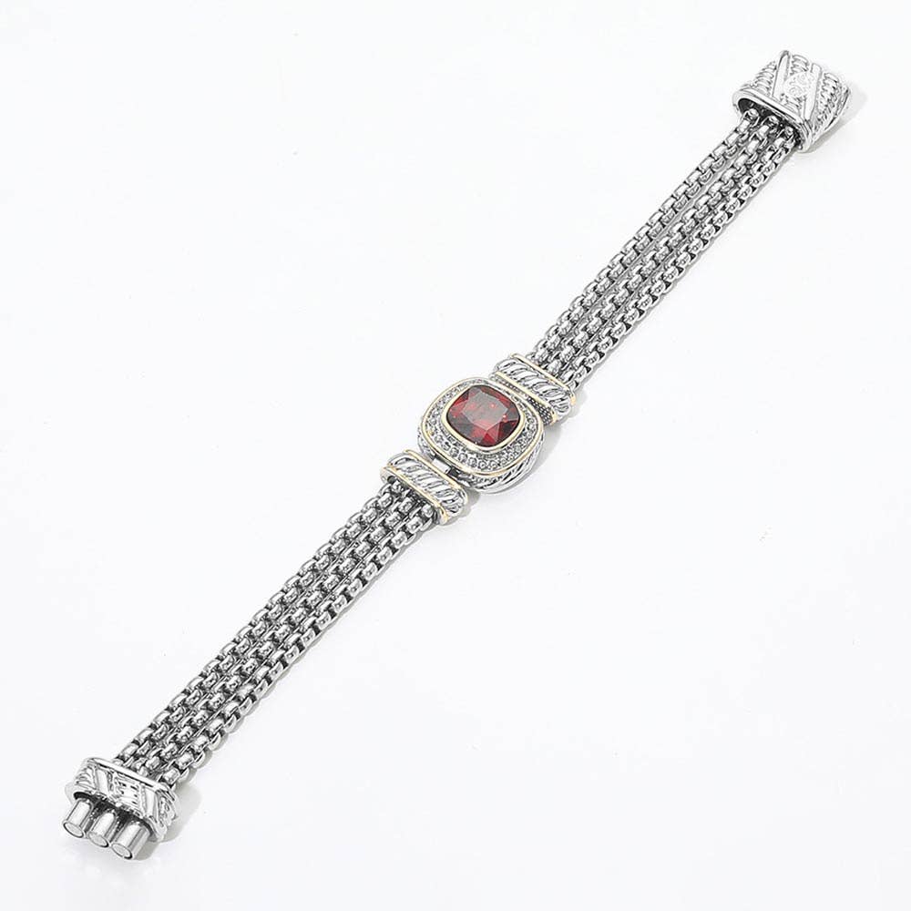 Sensibling Corp. - Square CZ Stone Magnetic Bracelet: Olive Green