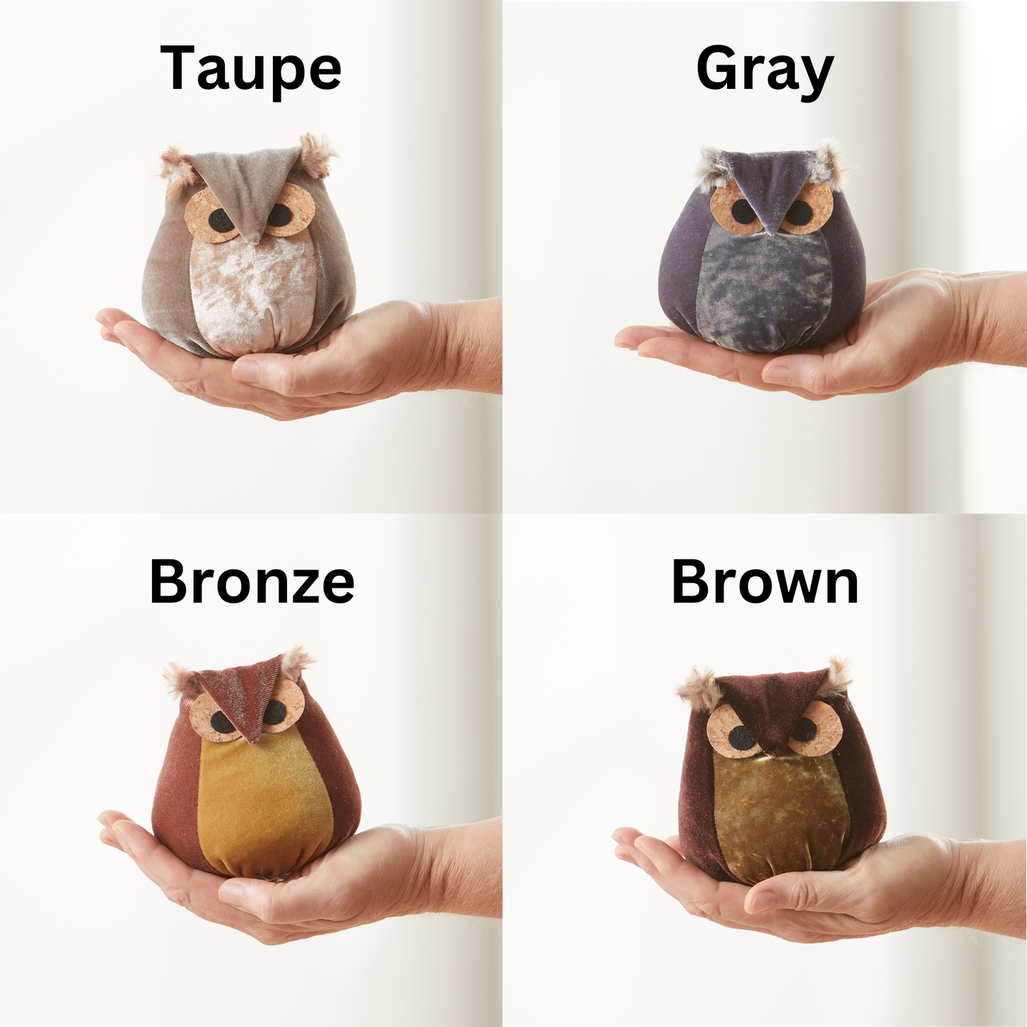 Your Heart's Content - Whimsical velvet owls,  charming owl enthusiastic, unique: Brown Owl