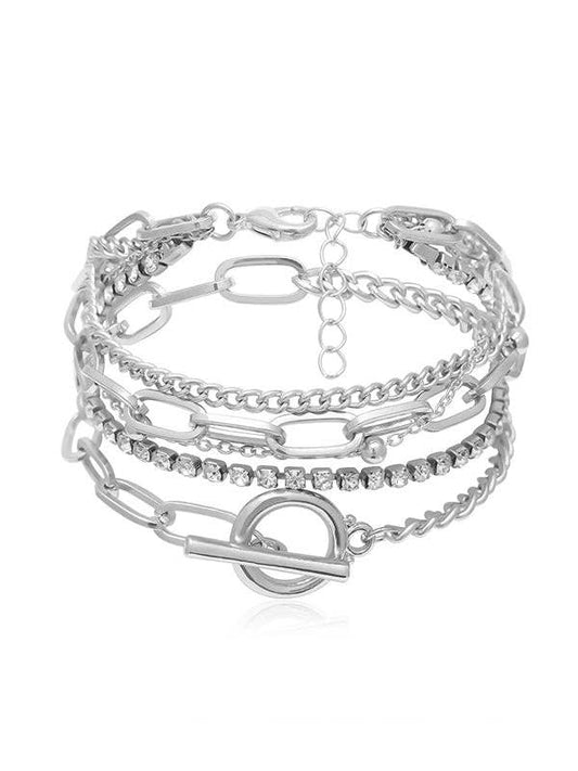 Elanora - Original Simple Rhinestone Chains Bracelet: SILVER / One_size