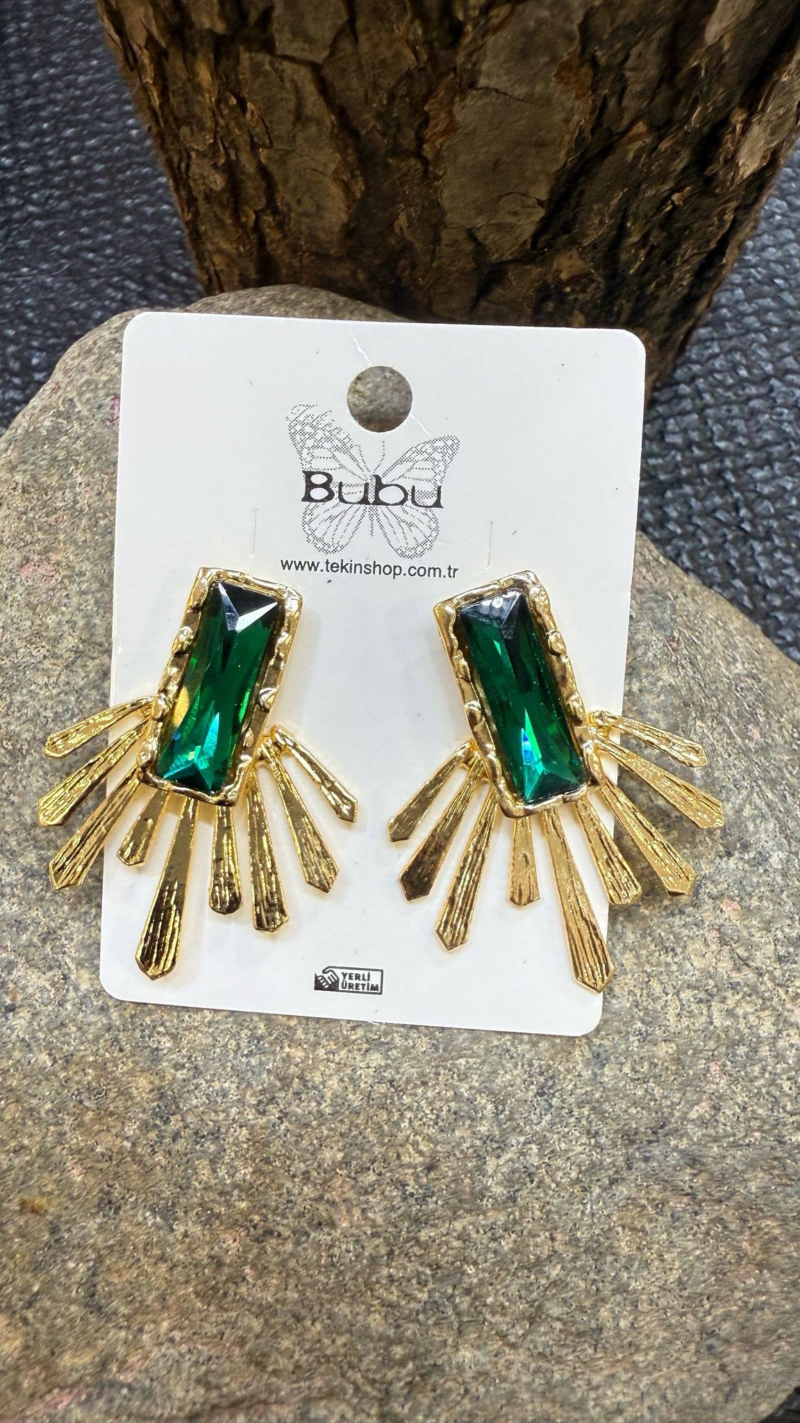 BUBU BY TEKIN SHOP - Sunburst Design EARRİNGS : Beige