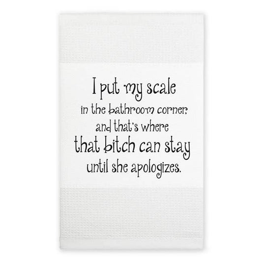Mariasch Studios - Waffle Towel -  I put my scale in the bathroom corner..