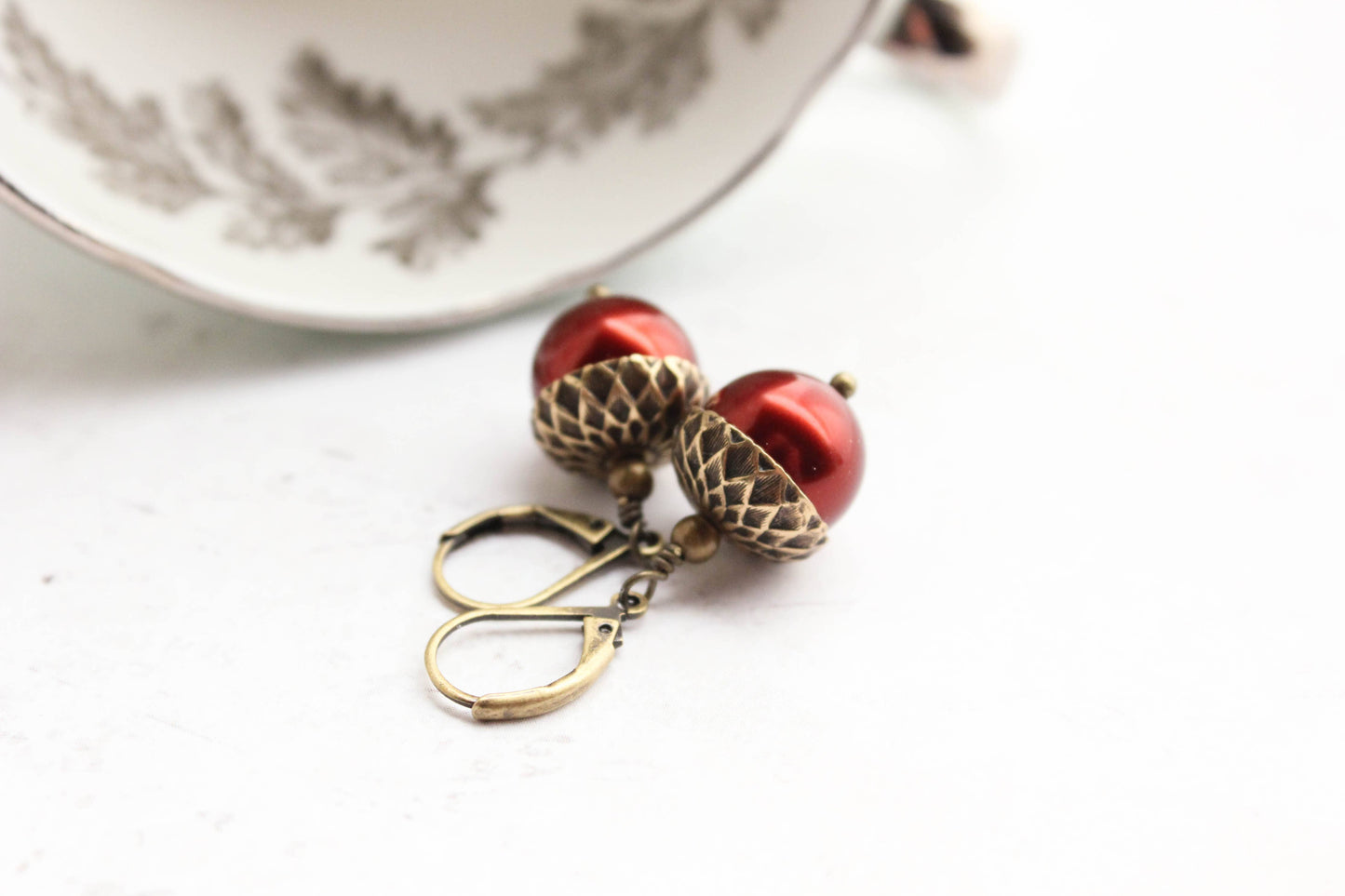 A Pocket of Posies - Pearl Acorn Earrings - ANTIQUED BRASS (23 colors): 3) Copper