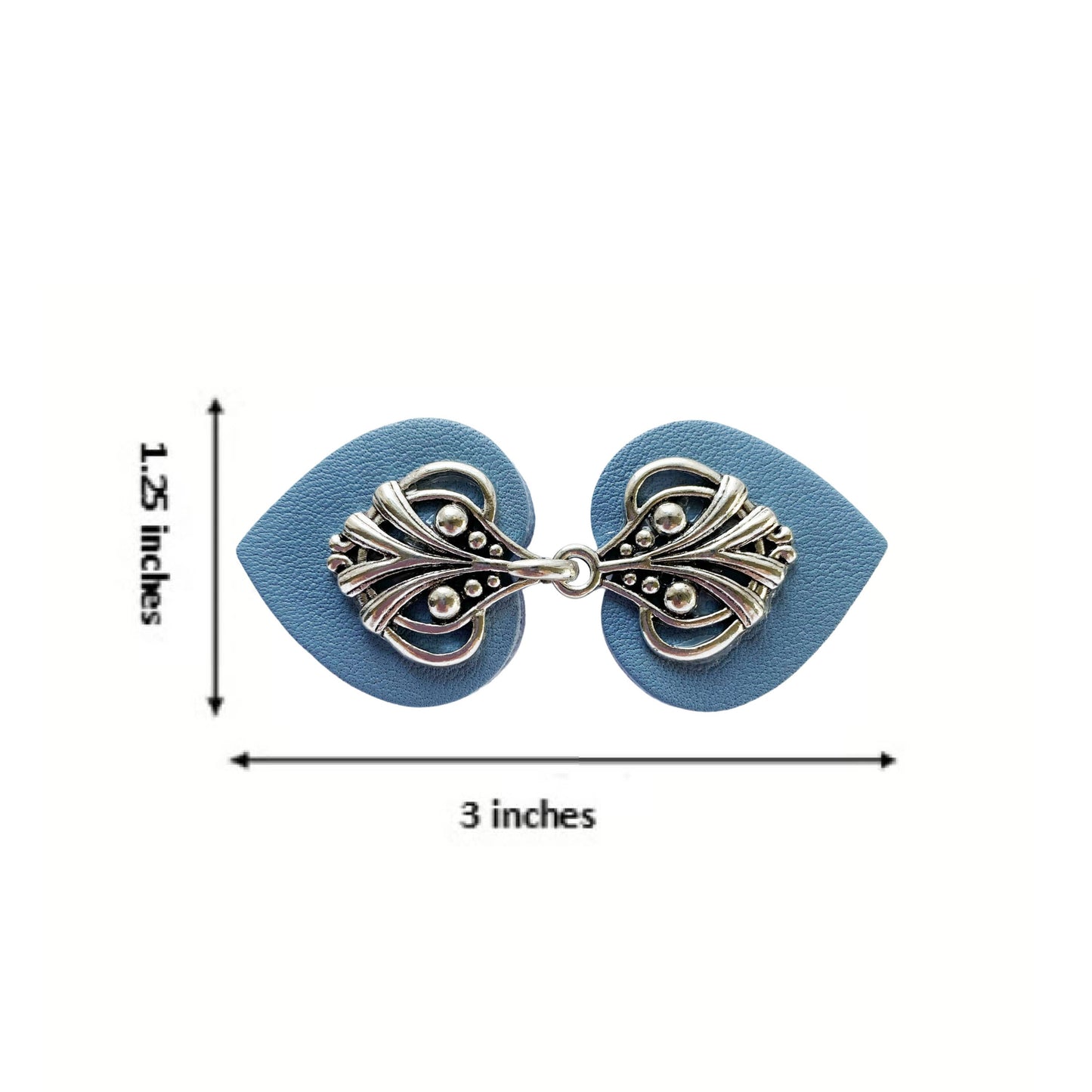 KardiKlips - Dress Cinch Clips for Clothes, Silver on Blue Leather