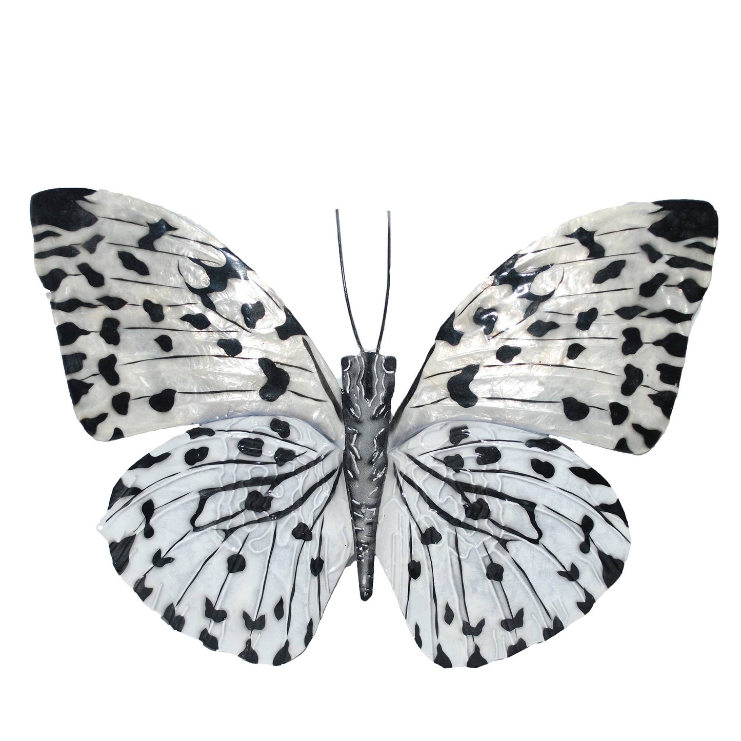 Eangee Home Design - Butterfly Wall Decor Black And White, w/ Capiz, Outdoor Safe