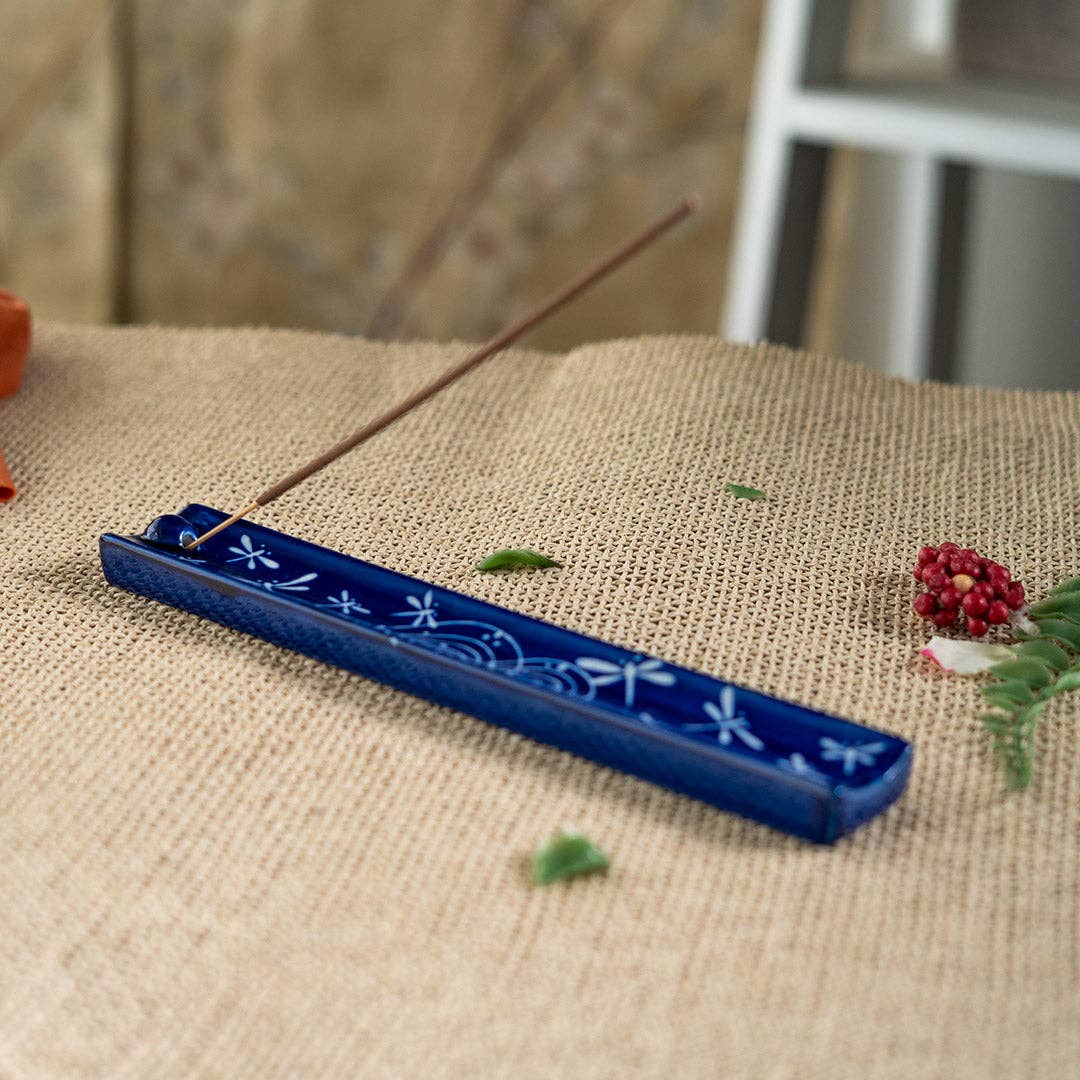 Urban Tokyo - Handpainted Ceramic Incense Holder 9 inch L Dragonfly Tombo (1/72)