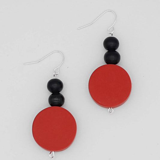 Sylca Designs - Red Round Emery Dangle Earring