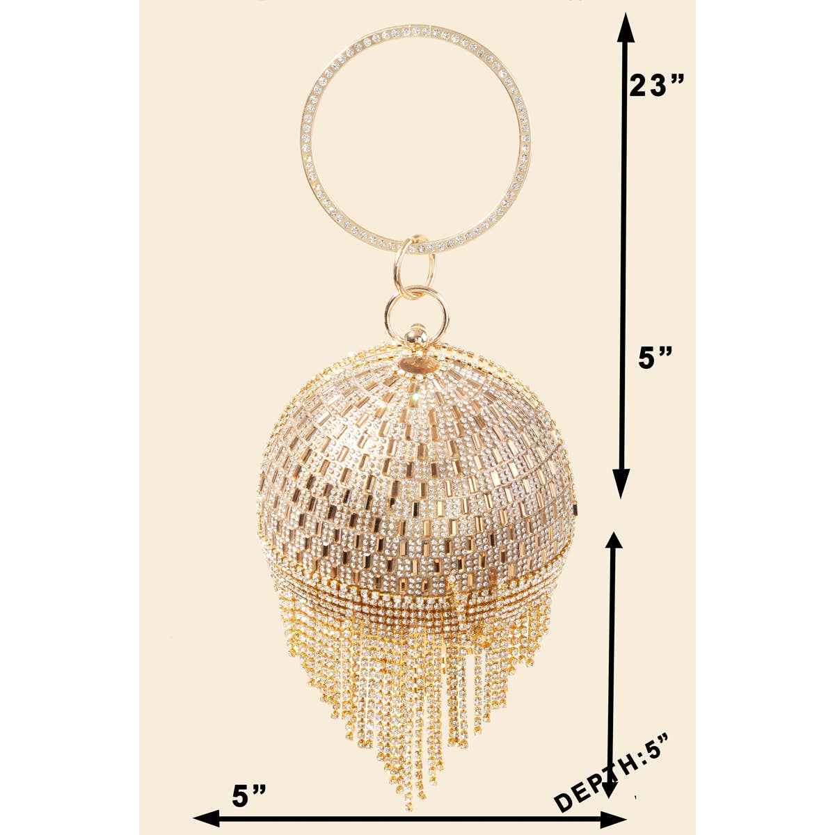 Anarchy Street - Rhinestone Fringe Ball Bag: G