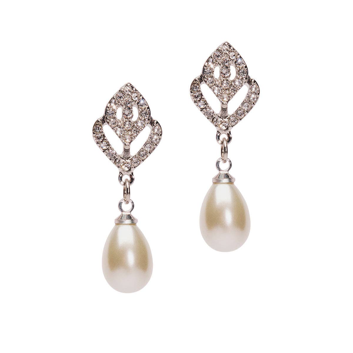 Lovett & Co - Pearl Drop Earring with Diamante Tulip shape