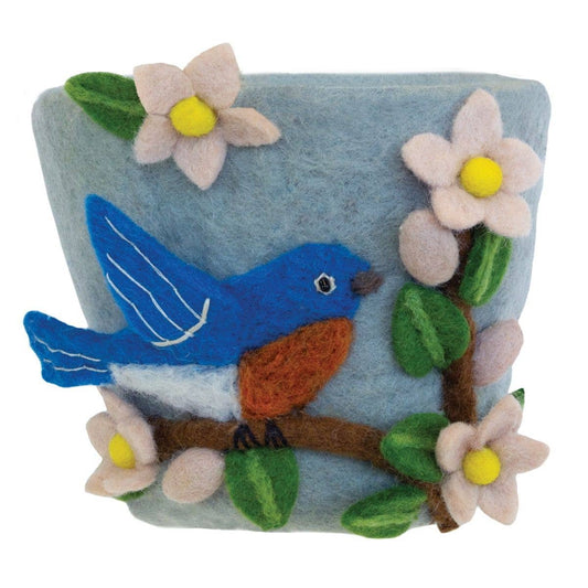 dZi Handmade - Magnolia Bluebird Felt Pot