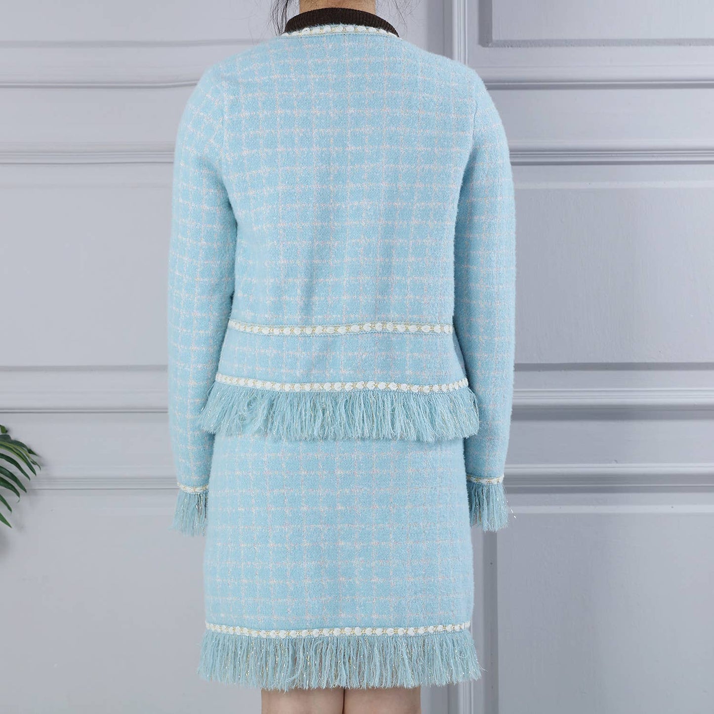 PEACH ACCESSORIES - SD194 Matching set soft cardigan and skirt in Blue