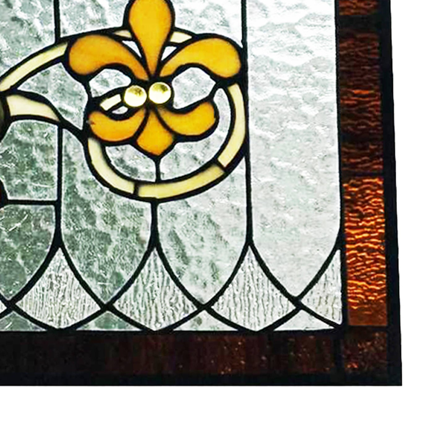 River of Goods - 30"L Oakley Blue or Amber Stained Glass Pub Window Panel: Blue