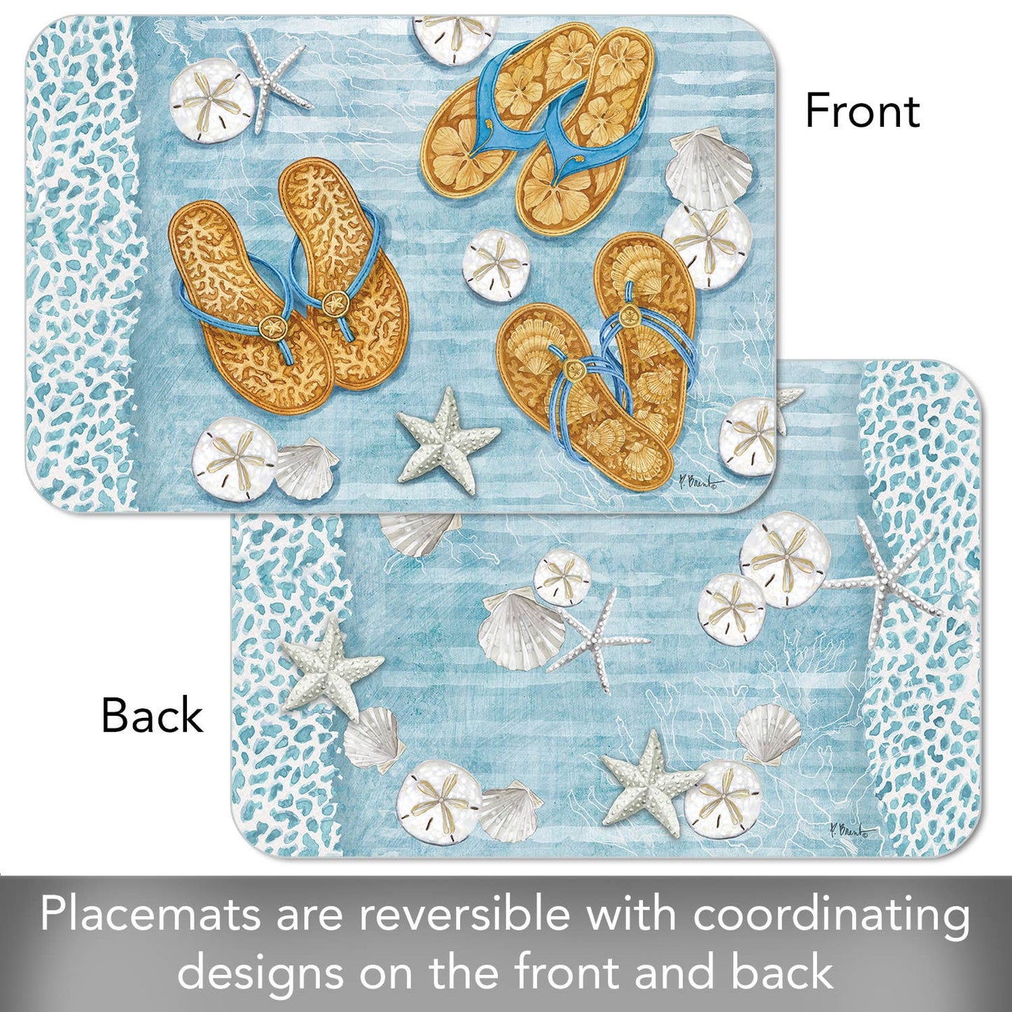 CounterArt/Highland Home/Thirstystone - Key Largo Sandals Reversible Rectangular Plastic Placemat