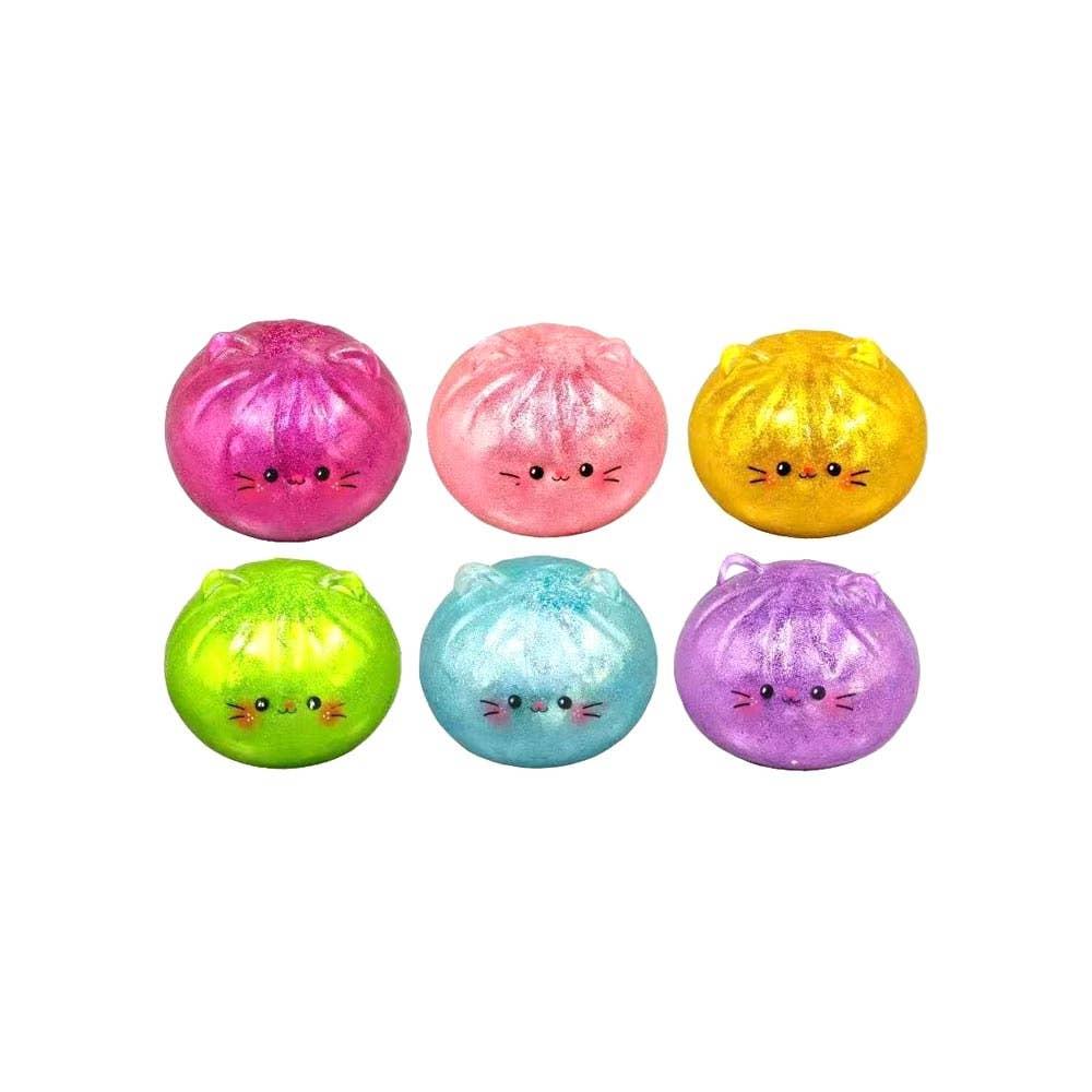 Sensibling Corp. - 12PCS - Metallic Steamed Bao Bun Cat Dumpling Squeeze Squishy Stress Relief Toy