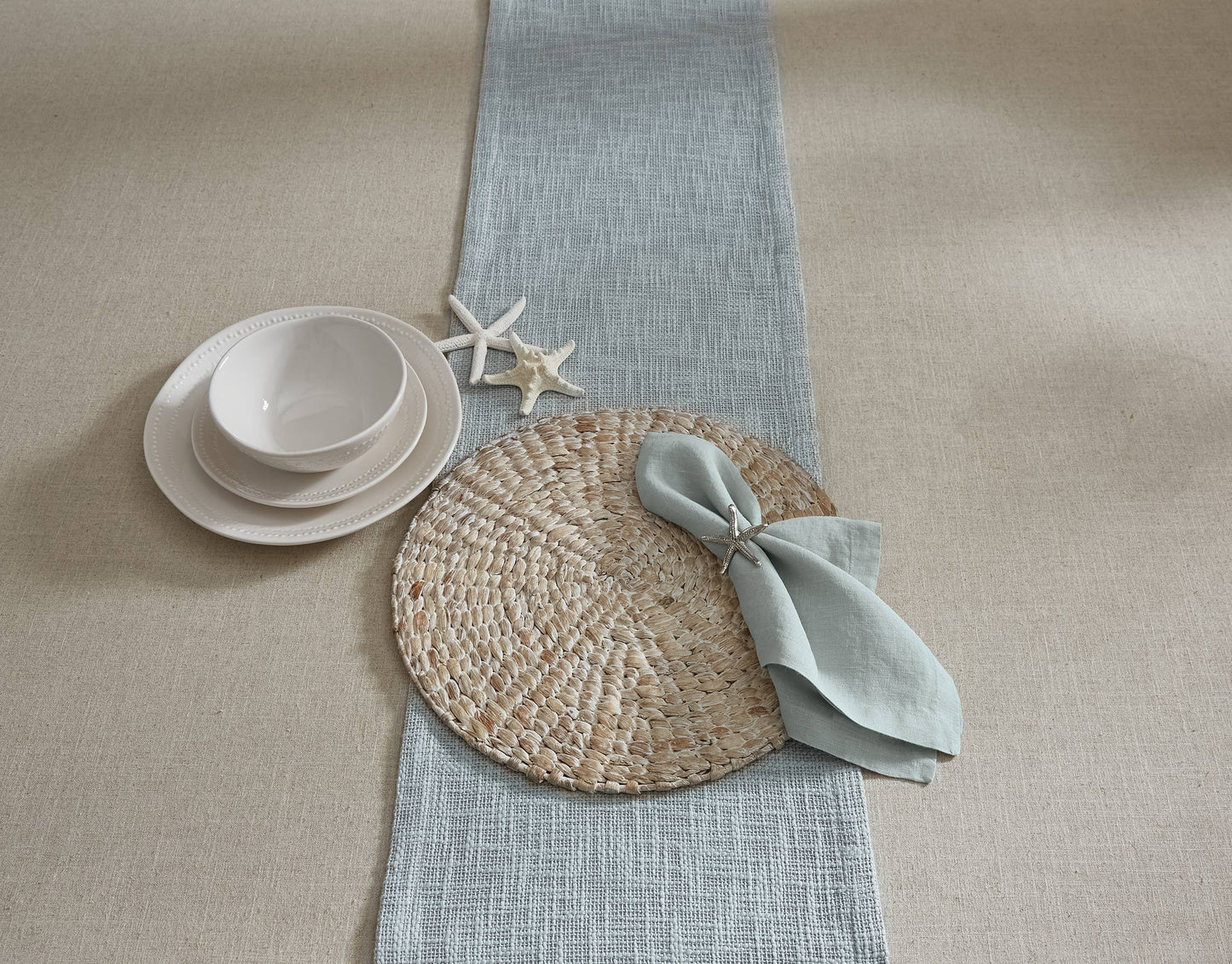 Split P - Braided Hyacinth Round Placemat - White