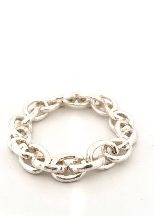 Nette Road Wholesale - Chain Link Stretch Bracelet: Worn Silver