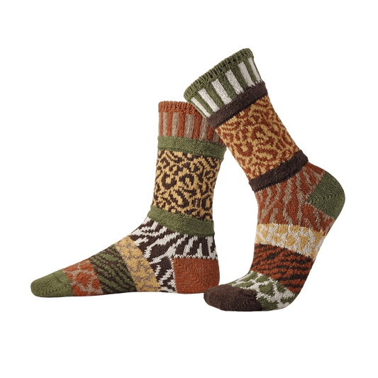 Solmate Socks - Savanna Crew Socks | Gives Back To Wildlife Conservation : S (Women6-8/Men5-7)