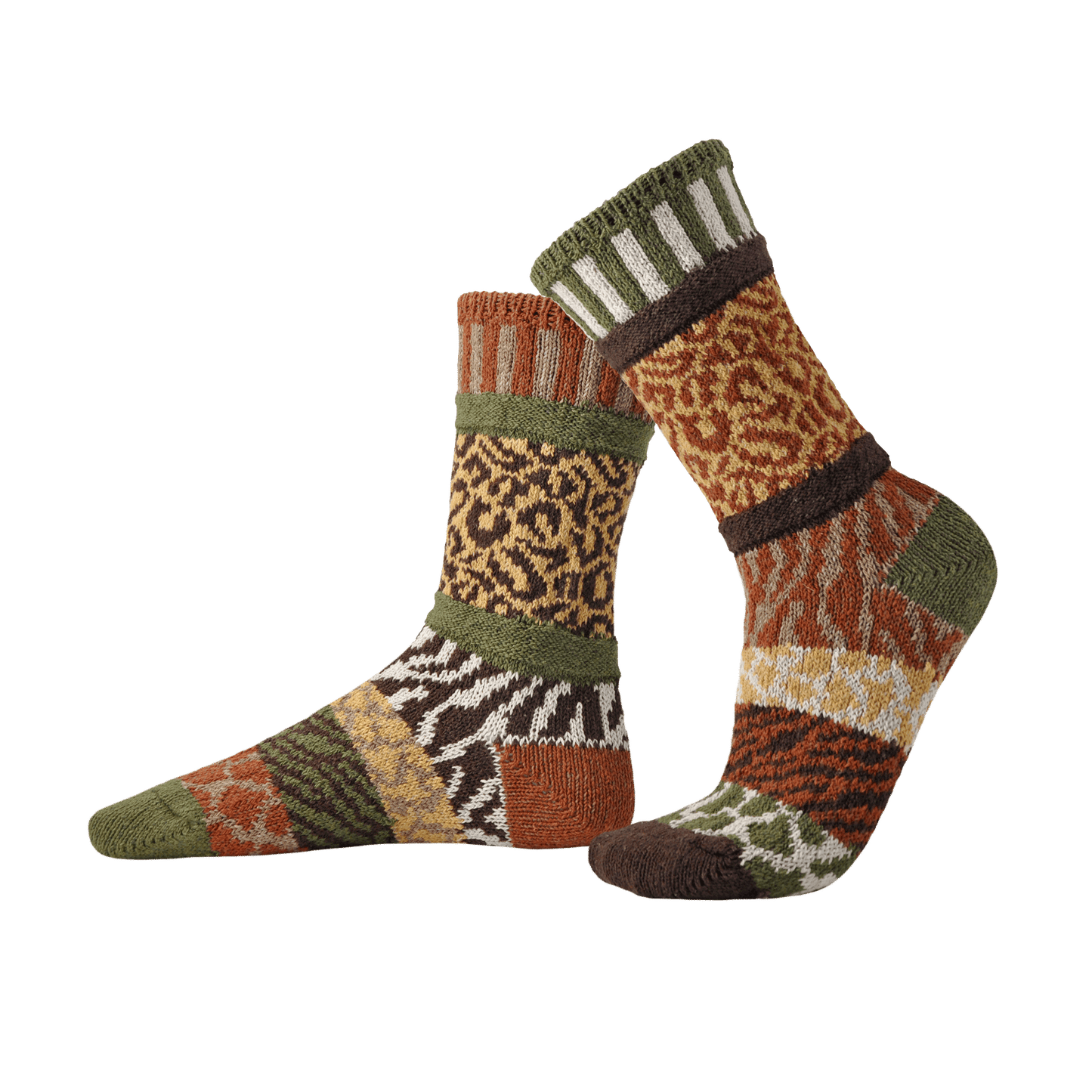 Solmate Socks - Savanna Crew Socks | Gives Back To Wildlife Conservation : Large (Women 10 - 12 / Men 9 - 11)