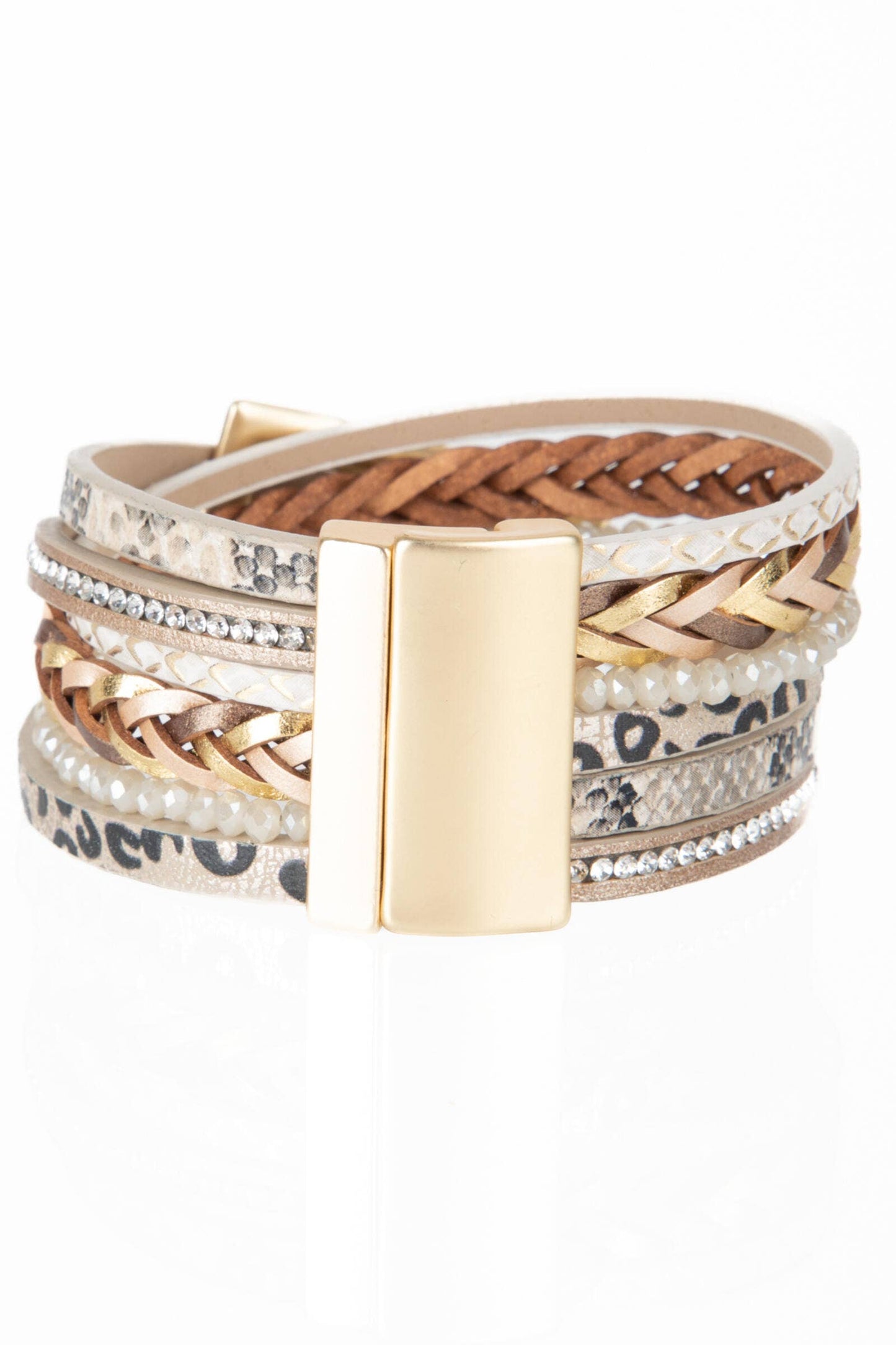 SAACHI - Patterned Leather Buckle Bracelet