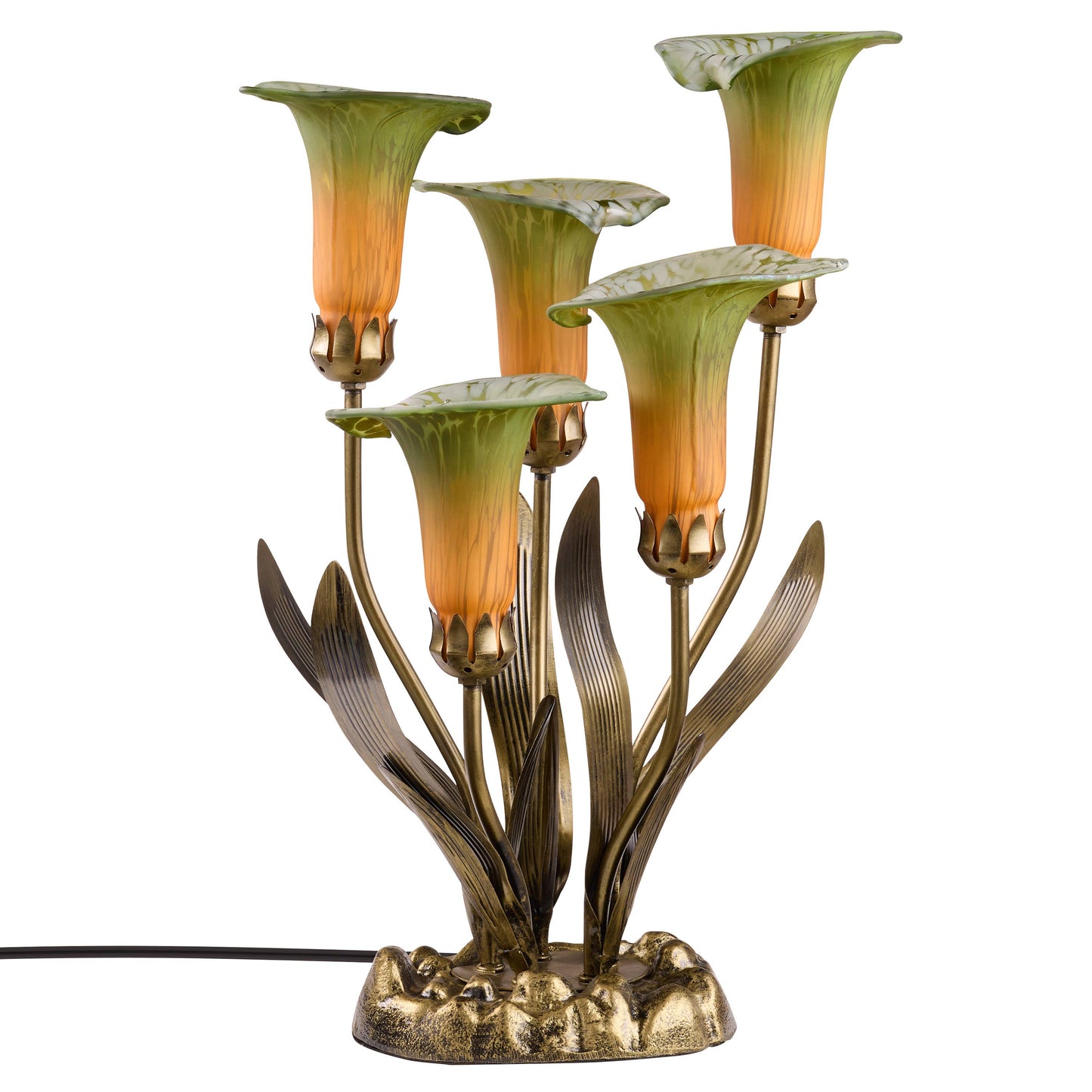 River of Goods - 20"H Green Hand Blown Glass 5 Calla Lily Uplight Accent Lamp