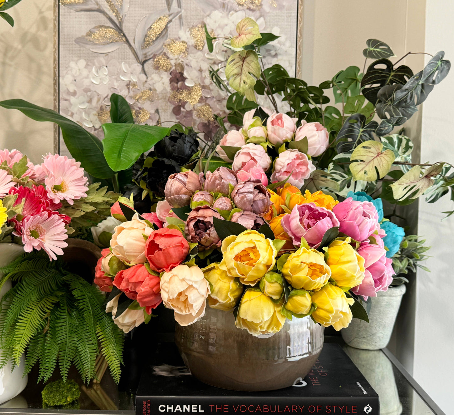 Angel Isabella - 10.5" Real touch artificial Peony bundle-8 Flowers and buds: Soft pink