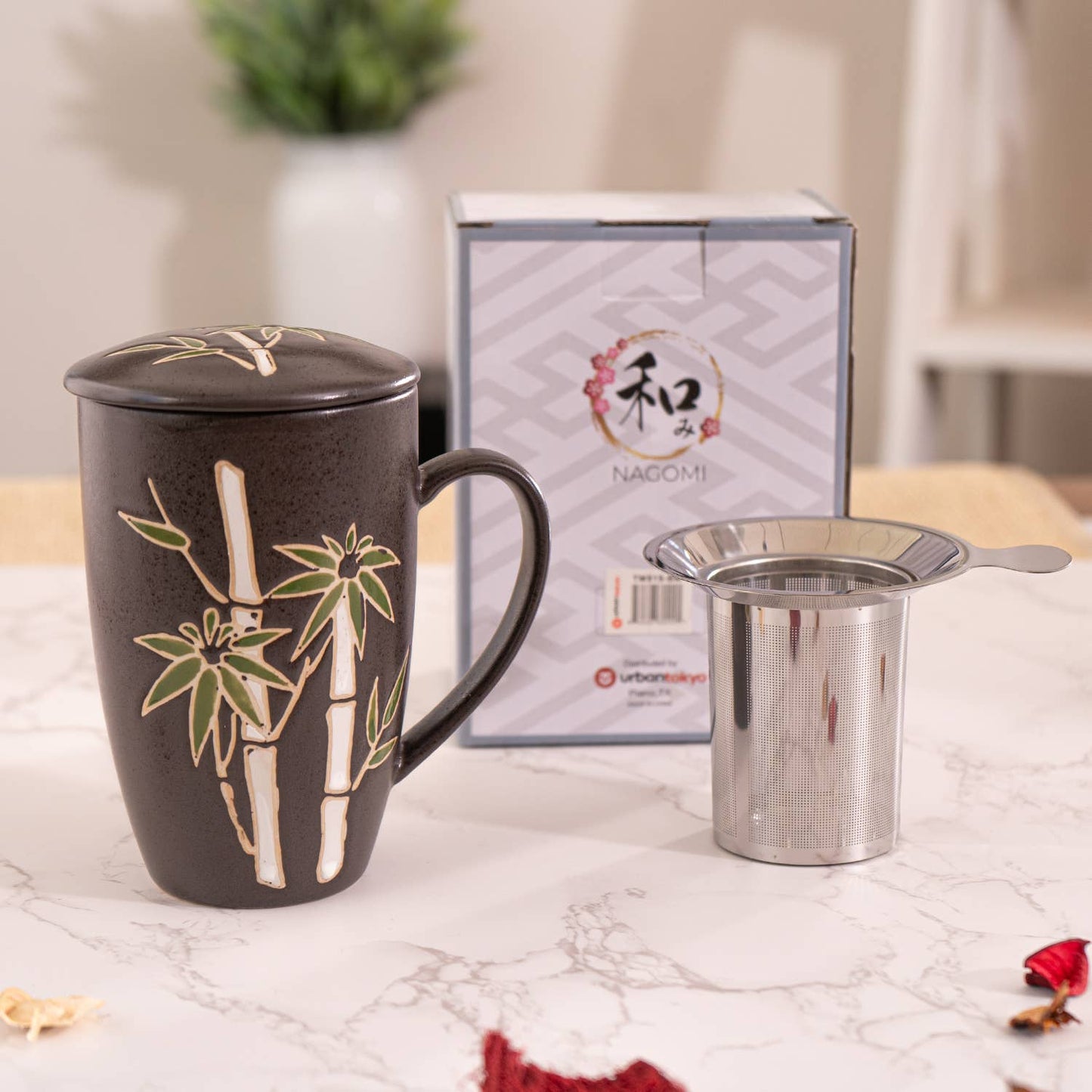 Urban Tokyo - Bamboo Design 15oz Tea Mugs with Lid and Infuser