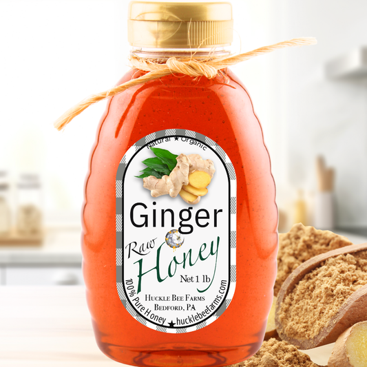 Huckle Bee Farms LLC - Ginger Infused Raw Honey: 1 lb Bottle