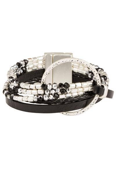 SAACHI - Metallic Go with the Flow Taupe Beaded Bracelet: Taupe