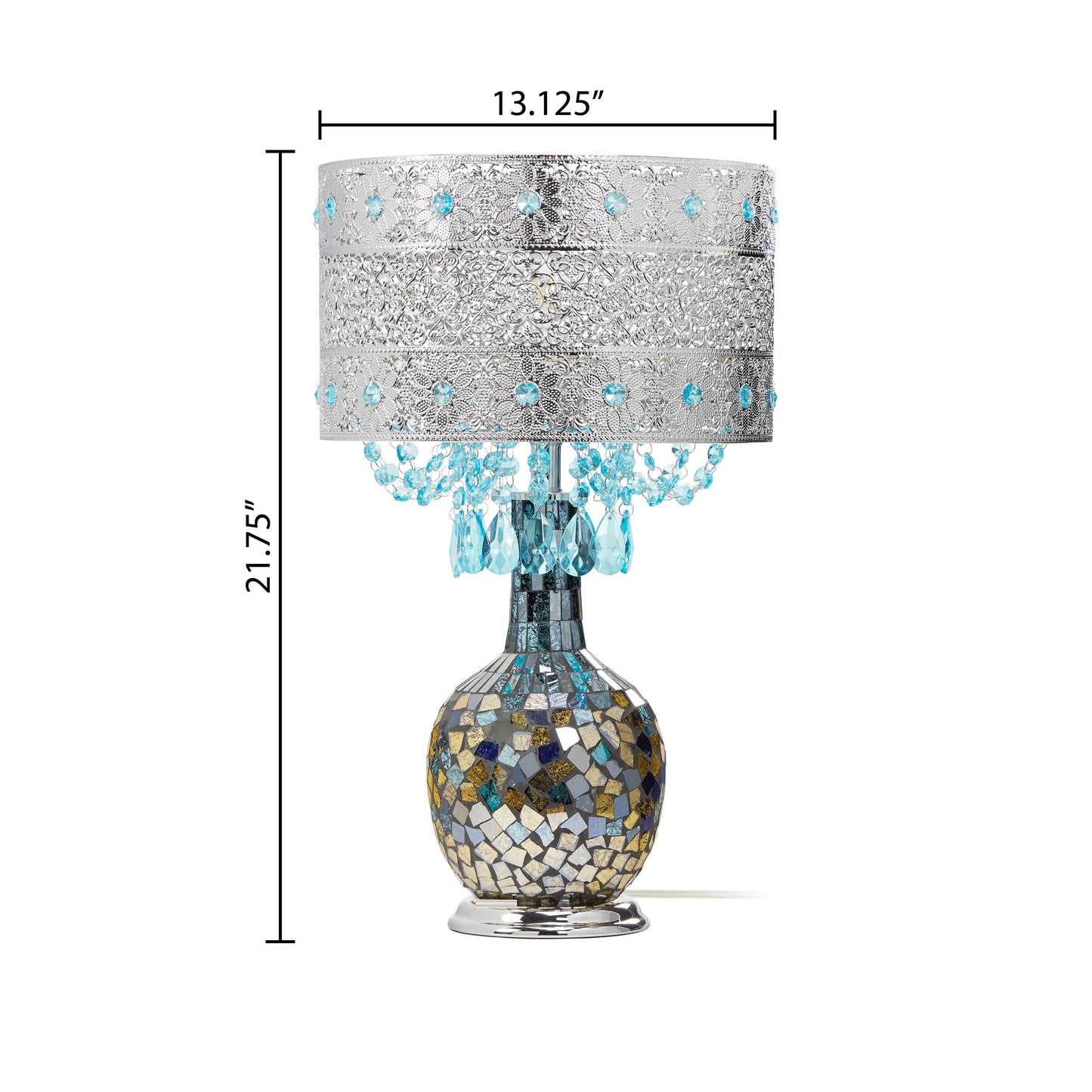 River of Goods - 21.75" Silver & Turquoise Ombre Glass Table Lamp
