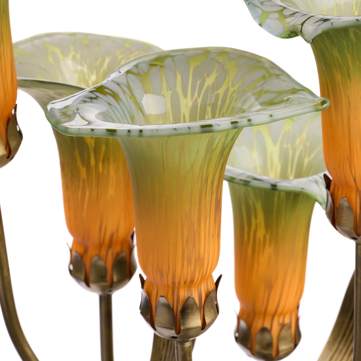River of Goods - 20"H Green Hand Blown Glass 5 Calla Lily Uplight Accent Lamp
