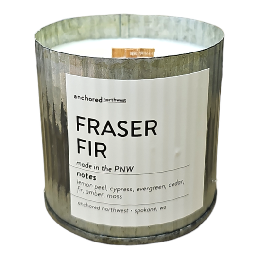 Anchored Northwest - Fraser Fir Wood Wick Candle, Rustic Vintage Farmhouse Decor: 10oz