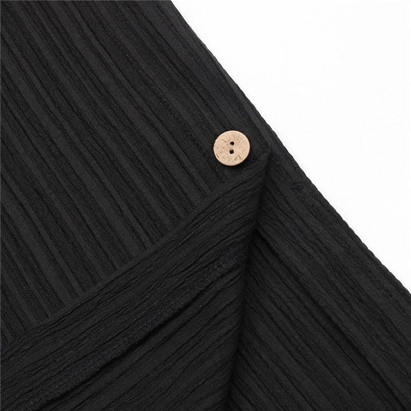 UZ Wholesale Store - Textured Black High-Waisted Wide Leg Pants: BLACK / S