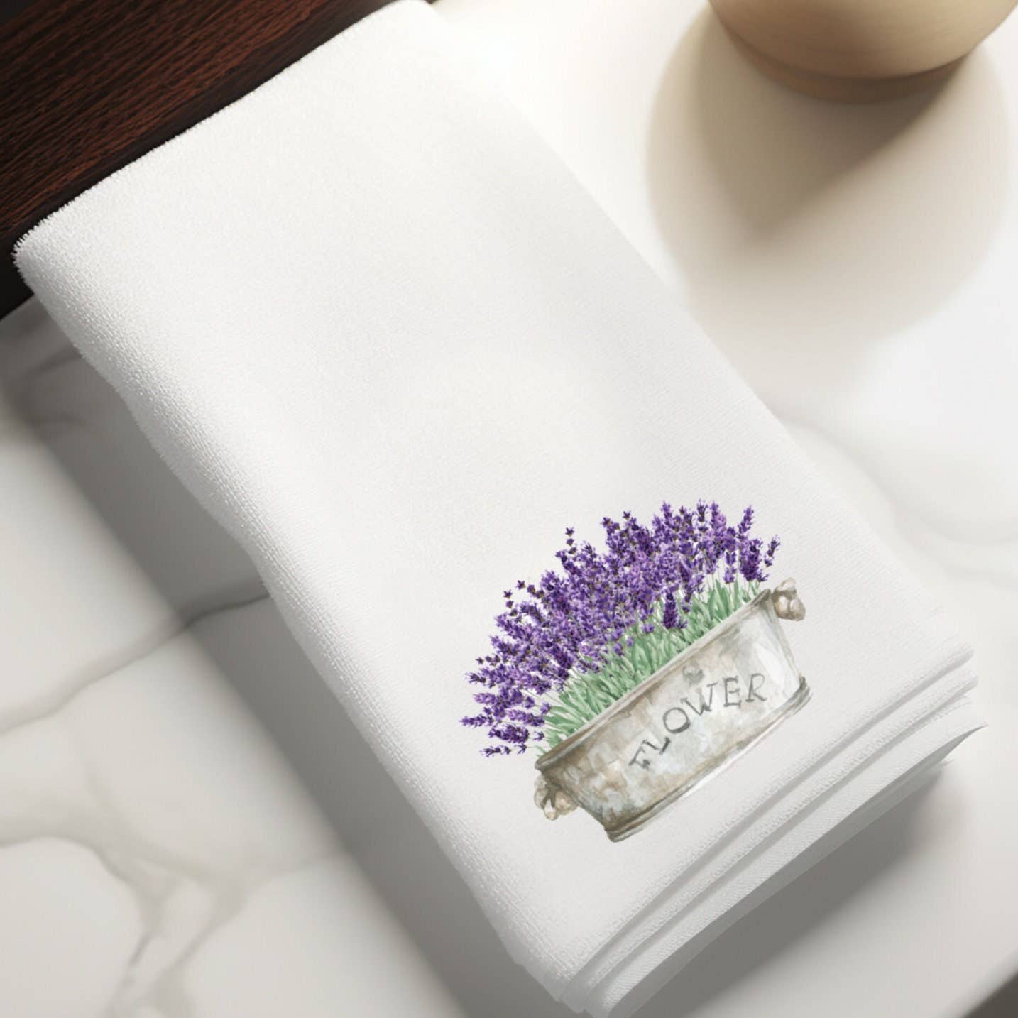 Fernville Creations - Chic Lavender Flower Tip Towel in Velour/Cotton Blend