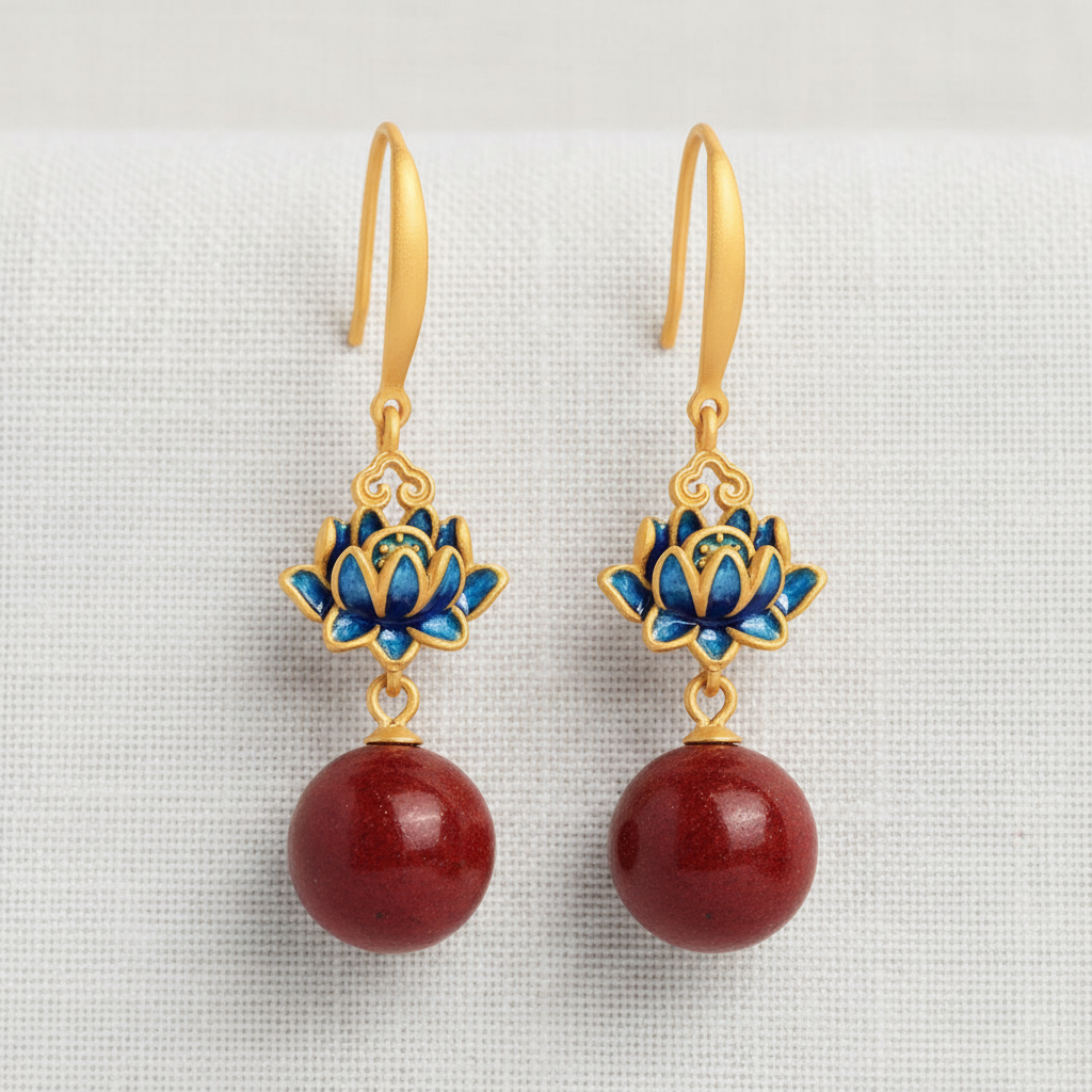 camilla dovey - Lotus Flower Red Drop Earrings