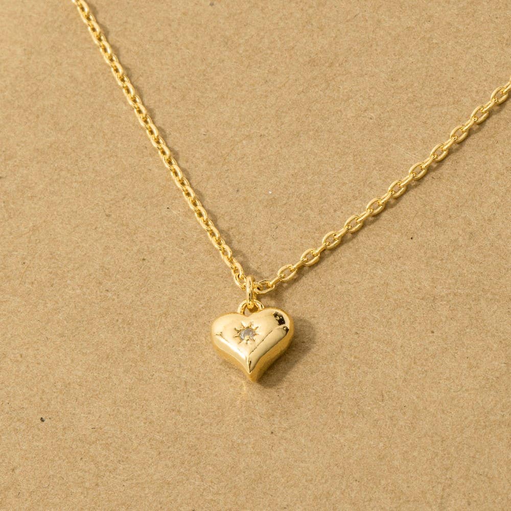 The Looks by Fame Accessories - Gold Dipped Mini Heart Pendant Necklace: G