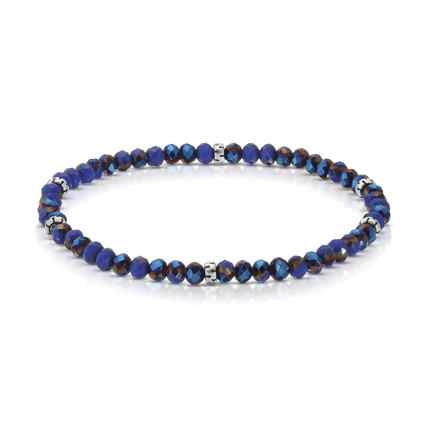 My Fun Colors - Mini Crystal Beaded Stretch Bracelet | So Many Great Colors!: Midnight Blue+Silver Accent (MC817S)