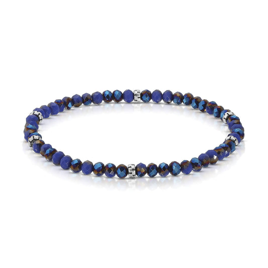 My Fun Colors - Mini Crystal Beaded Stretch Bracelet | So Many Great Colors!: Midnight Blue+Silver Accent (MC817S)