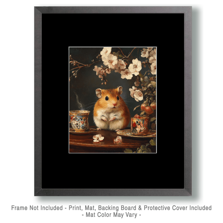 Mowbi - Vintage Hamster - Animal Still Life Wall Art Prints – 8″x10″ Artwork for 11″x14″ Frame