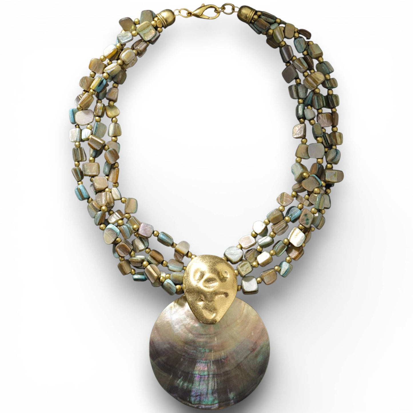 Bijoux Envie Statement Jewelry - Mother of Pearl Shell Necklace | Handmade Statement Jewelry