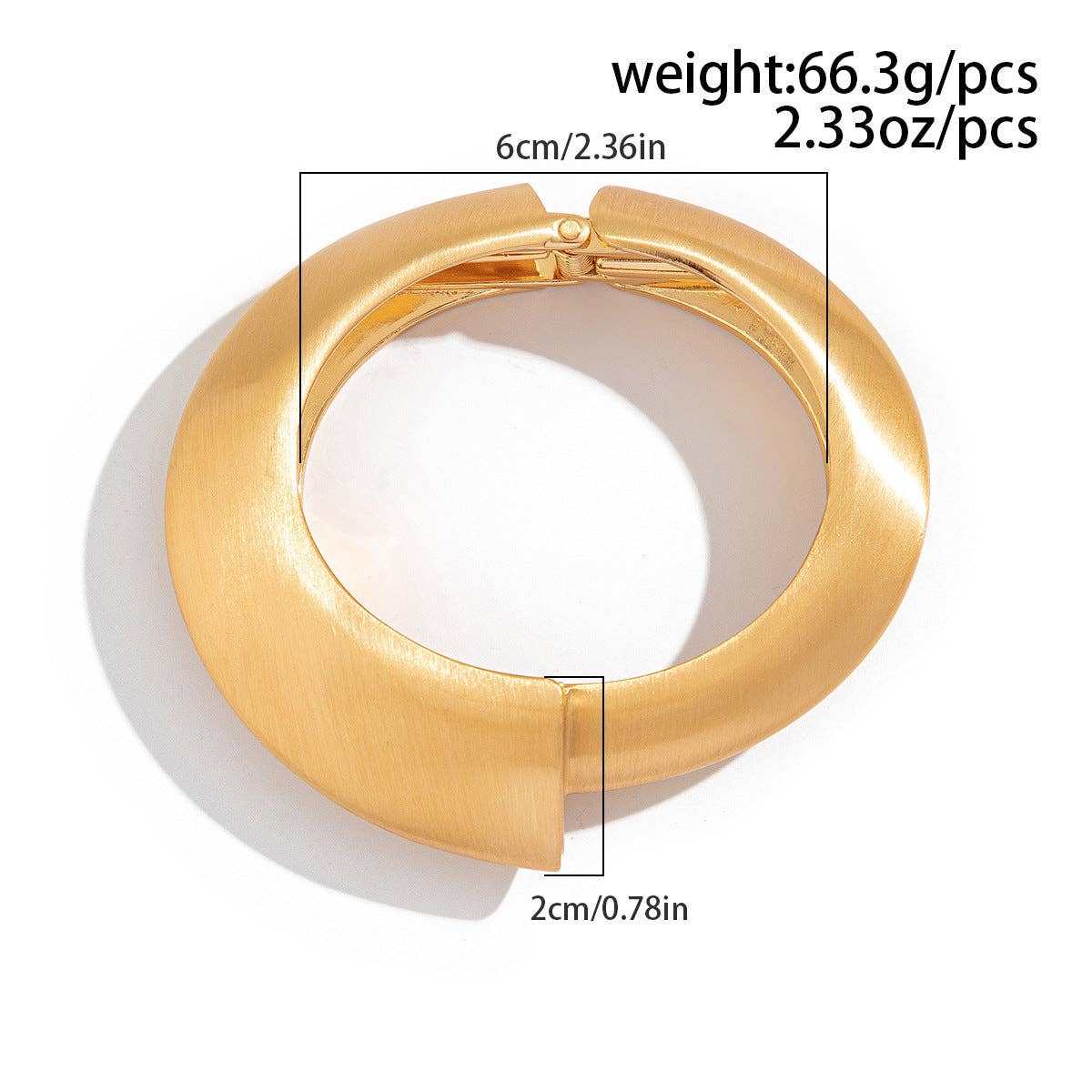 Dipped Shop - Minimalist Matte Wide Irregular Bangle Bracelet DP25D713: Gold / 02