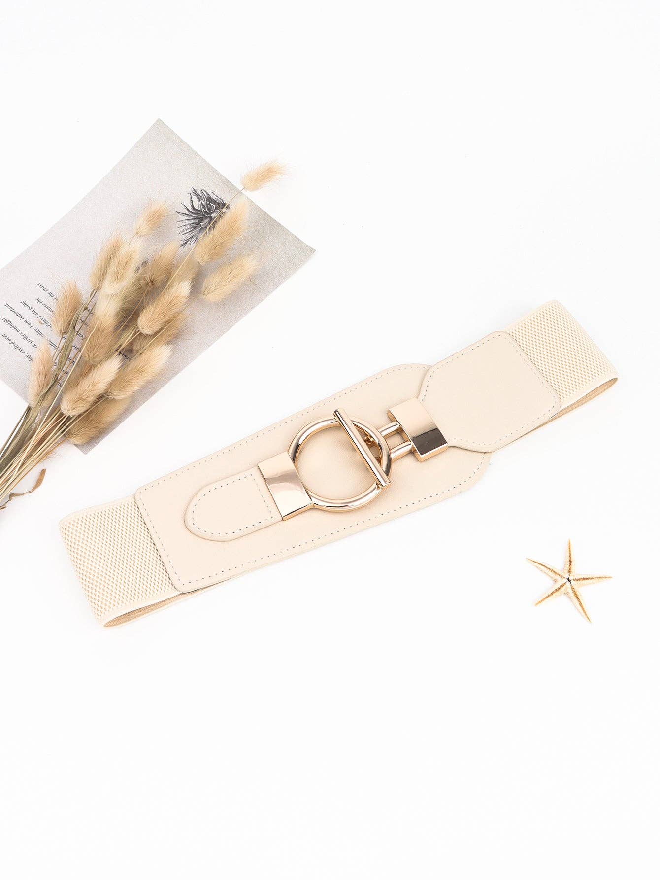 Kustom Kreations Goods - PU Elastic Wide Belt with Alloy Buckle: Black / One Size