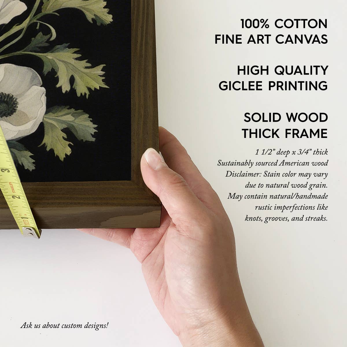 Hangout Home - Anemone Flower Black Background - Flower Canvas Art - Framed: 24x36" Extra Large Canvas Art with Thick Wood Frame